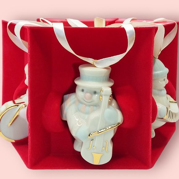 Lenox Snowman Ornaments Set of 5 Playing Instruments Gilded Porcelain Christmas - Picture 11 of 14